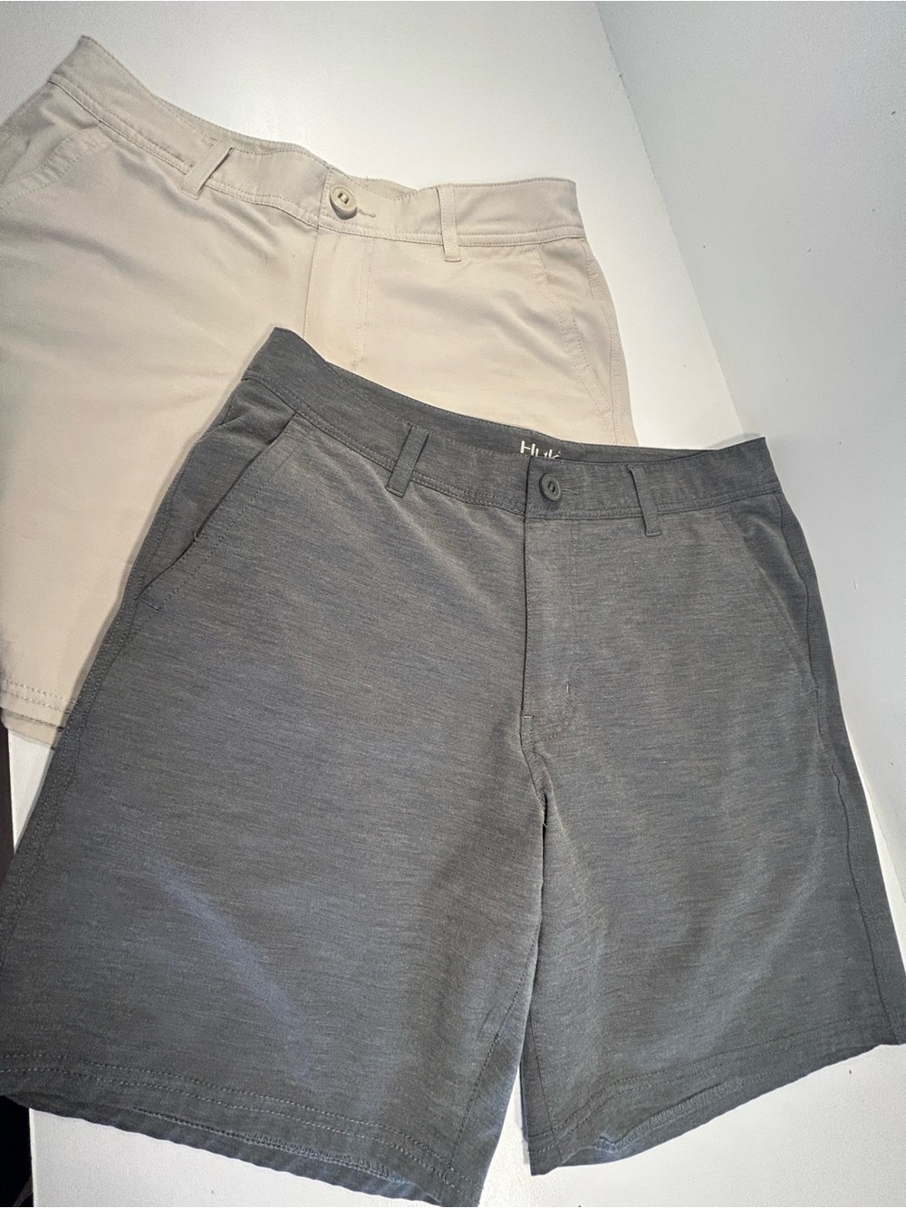 Lot of 2 Huk Performance Shorts Size 32 Gray and Khaki
